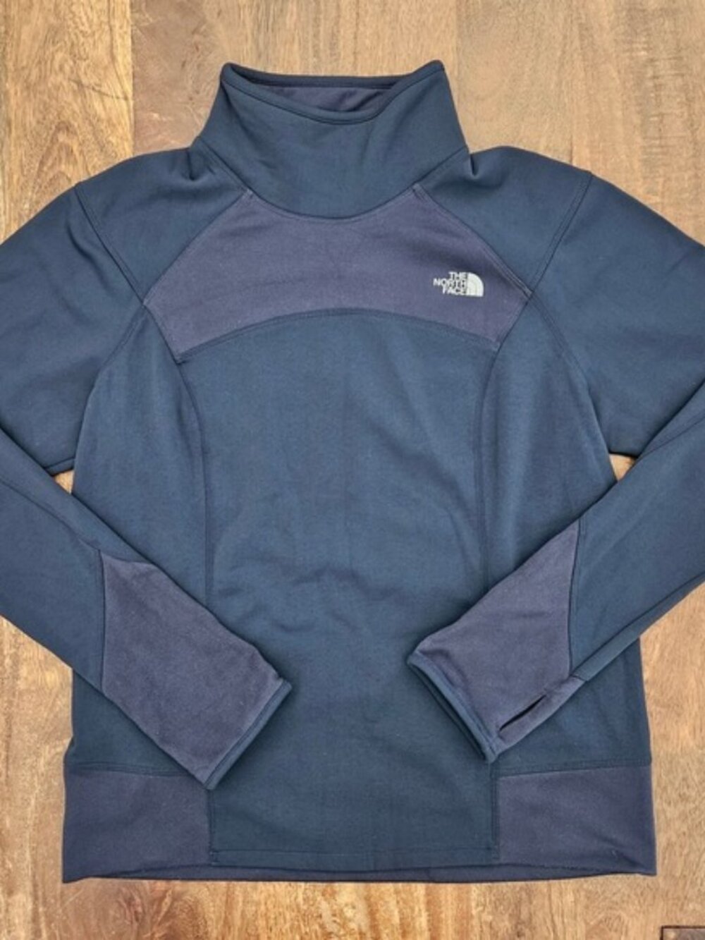 The North Face Sweatshirt Womens Blue L FlashDry Turtle Neck Finger Holes